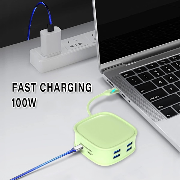 Usb C Hub Multiport Adapter, 10-i-1 med 4K Hdmi Rj45 Ethernet Usb3.0 100W Pd (Rosa)