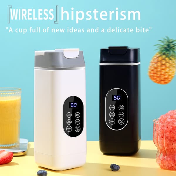 Juicer 420Ml Usb-opladning, selvrensende med 12-bladet klinge (hvid)