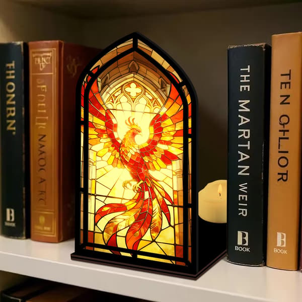 Fantasy bokkrok for bokelskere, med stearinlyslampe Phoenix