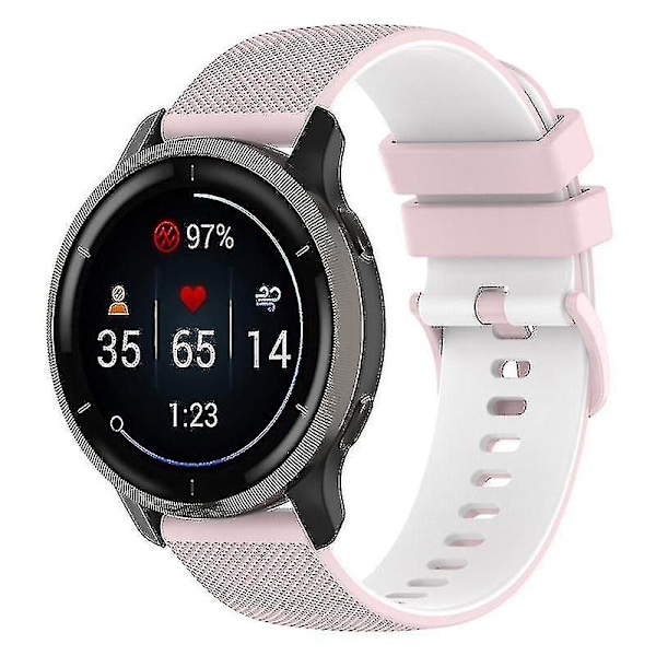 Klockarmband för Garmin Vivoactive 4/Garmin Forerunner 255 klockarmband rutnät textur ersättning klocka Pink White I Garmin Forerunner 255