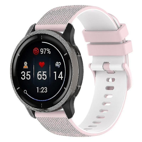 Klokkestropper for Garmin Vivoactive 4/Garmin Forerunner 255 klokkebånd Grid Texture erstatningsklokke Pink White I Garmin Forerunner 255