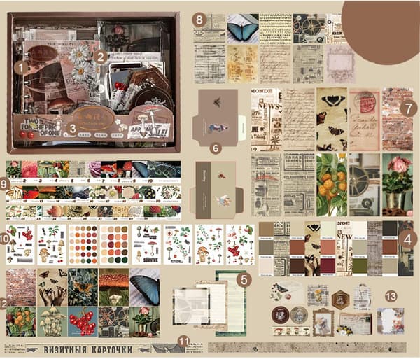 Notatbok - 155 Typer Materiale Scrapbook A6 Sett (Regnskog)