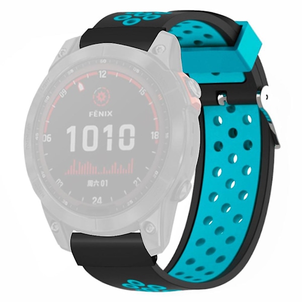 20mm PC-liitin silikoninen kaksivärinen hengittävä ranneke Garmin Fenix 7s/6s/5s -kellolle Black Blue