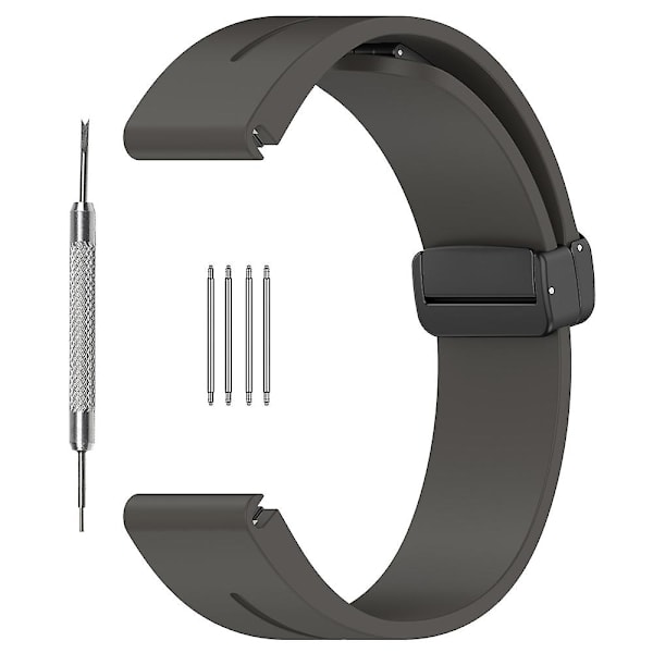 22mm Magnetisk Silikonerem til Huawei Watch Gt 4 46mm/samsung Galaxy Watch3 45mm/garmin Venu 3 Sort Spænde Urrem Dark Grey