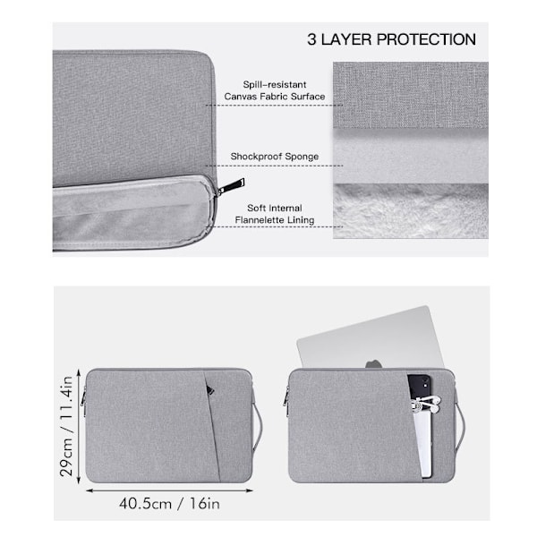Laptop Sleeve 16 Tommer Laptop Taske Cover Sort