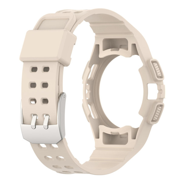 Silikone Watch Band Rem til Samsung Galaxy Watch4 44mm, med Integreret Watch Case Ivory White