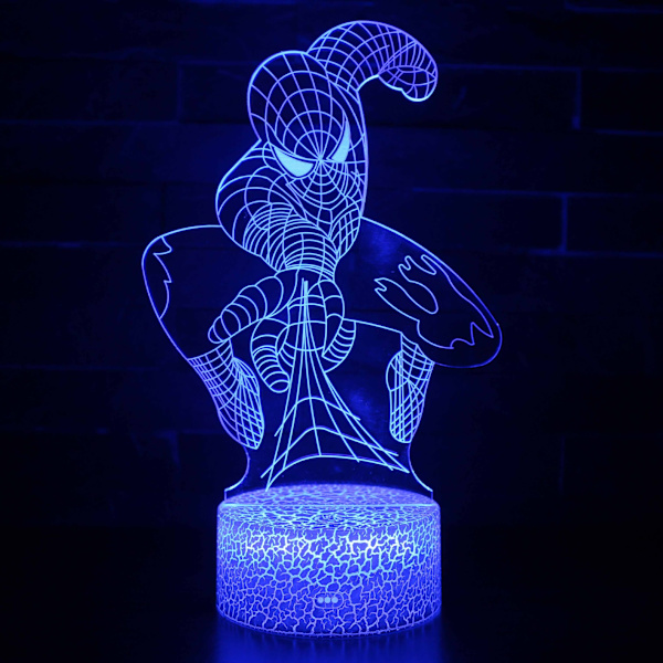 Spiderman serie 3d natlys dreng pige godnat gave sort base: Farverig touch 9 16 color remote control