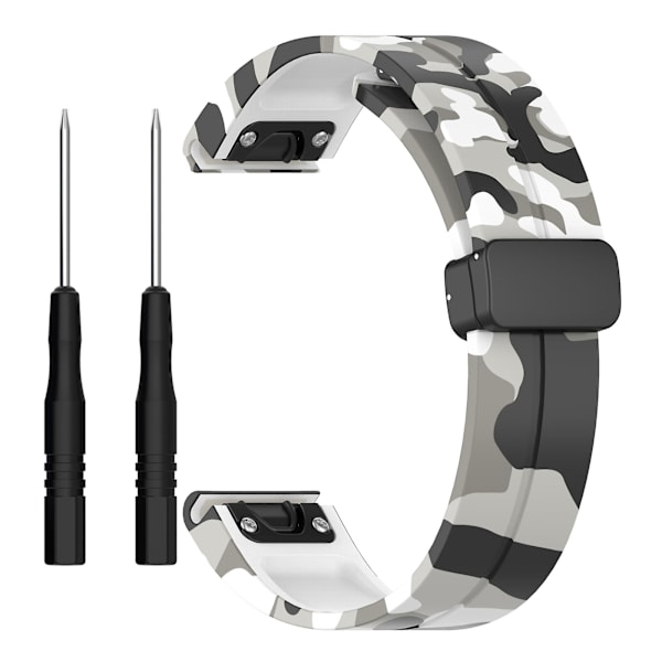 Svart spänne 22mm kamouflage handledsrem armband för Garmin Fenix 7/ Forerunner 965/955/945/935 Camo White