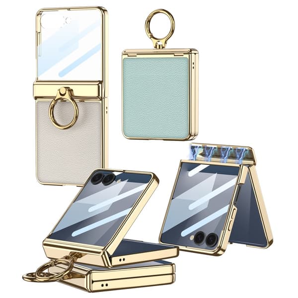 Etui til Samsung Z Flip7, magnetisk galvaniseret hængselstativ (grå)