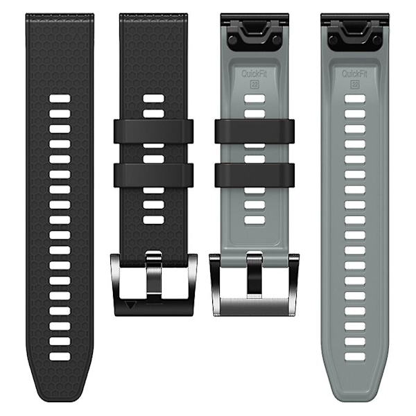 Dot Texture Silikonrem for Garmin Tactix 7 Pro / Fenix 7x / 6x Pro / 5x Plus, 26mm Dual-color klokkestropp Black Grey