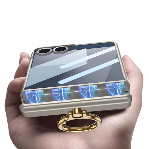 Etui til Samsung Z Flip7, magnetisk med ringholder (titaniumgrå)