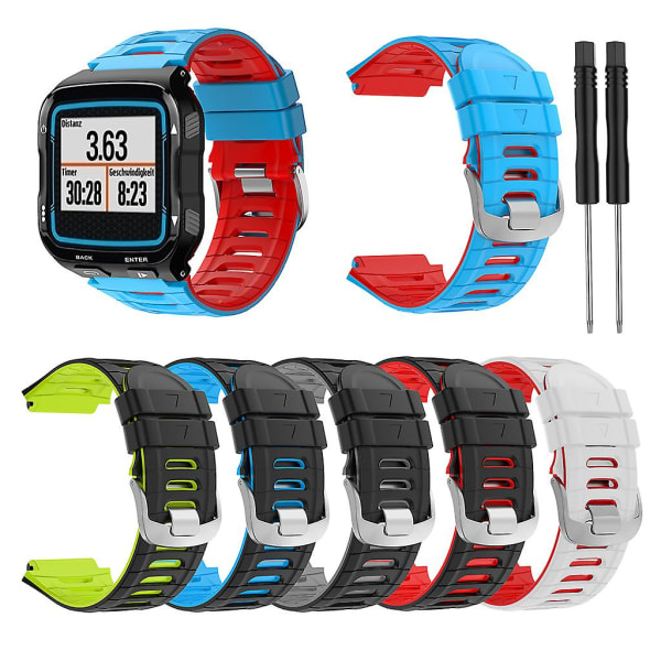 Silikarem för Garmin-föregångare 920xt Band Smartwatch Armband Loop Armband Blue red