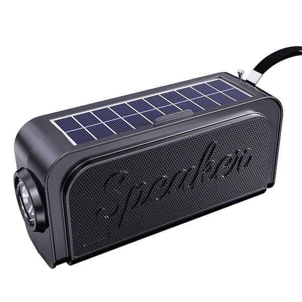 Bluetooth Solar Nødradio med FM, med Lommelygte (Sort)