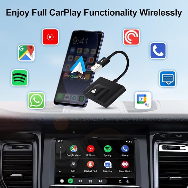 Trådløs adapter, for Android-telefoner, plug & play, konverterer fabrikk-kablet til trådløst