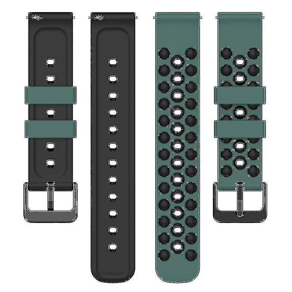 Samsungin, Huawein, Huamin, Garminin, Polarin kellohihna 22 mm:n kellohihna useilla pyöreillä rei'illä Olive Green Black B Garmin Forerunner 255