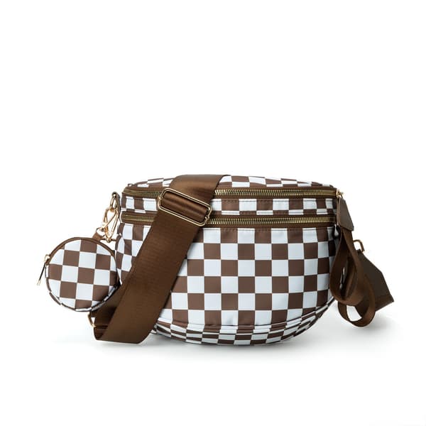 Crossbody Bæltetaske, Justerbare Brede Stropper (Karamelternet)
