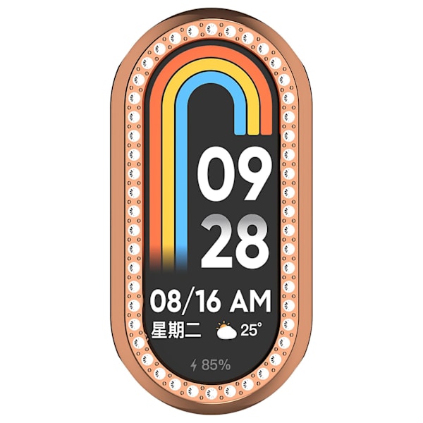 Xiaomi Smart Band 8:lle timanttikoristeinen kellokehys PC-ontto suojakotelo Electroplating Rose Gold