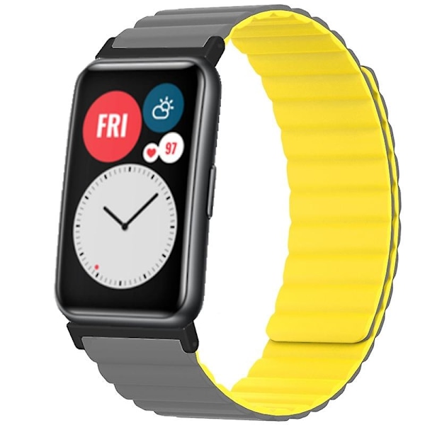 Magnetisk silikone rem til Huawei Watch Fit / Watch Fit Special Edition Grey Yellow