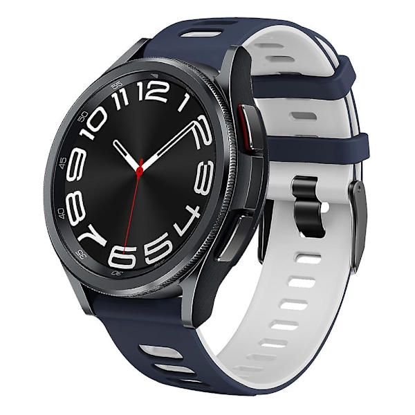 Silikonrem for Samsung Galaxy Watch 6 Classic 47mm Midnight Blue   White