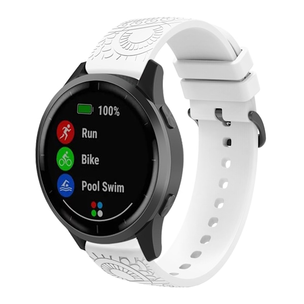 20mm kuvioitu silikoniranneke Garmin Vivomove/samsung Gear Sport/pebble 2/huawei Watch 2 -kellolle White