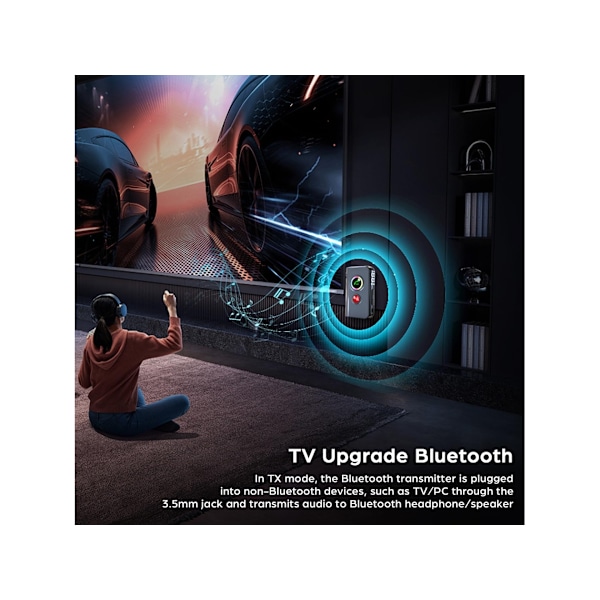 Bluetooth 5.4 Lähetin Vastaanotin 2 In 1 Mini Kannettava Langaton 3.5mm Aux Adapteri LED-näytöllä Bluetooth Audio Adapteri TV:lle