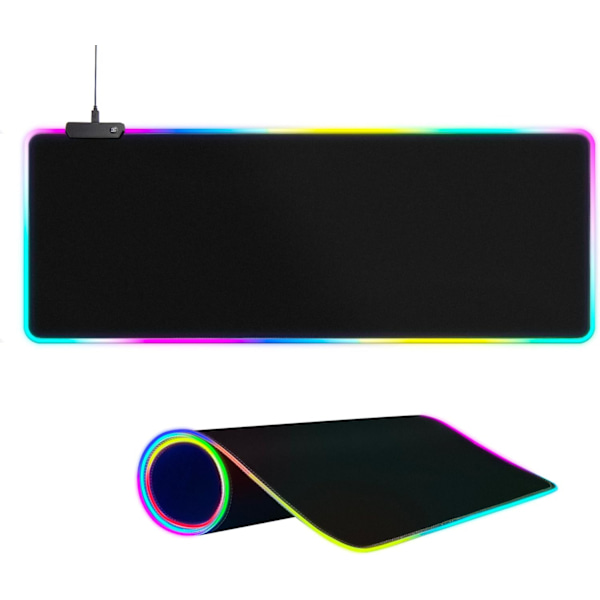 RGB Gaming Musmatta - 15 Ljuslägen Touchkontroll Halksäker Gummibas För Gamer Esports Proffs 800*300Mm