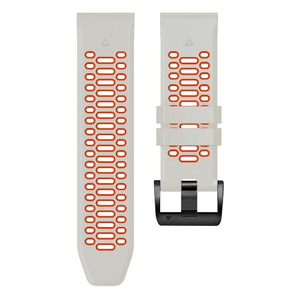 För Garmin Fenix 7X/ 7X Pro/ 6X Quickfit 26mm klockarmband Trefärgshål Tvåfärgad silikonrem Mist Grey Orange