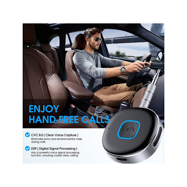 Bærbar 3,5 mm trådløs Bluetooth 5.0 bil Bluetooth-adapter til bilstereo/hjemmestereo/kablet sort