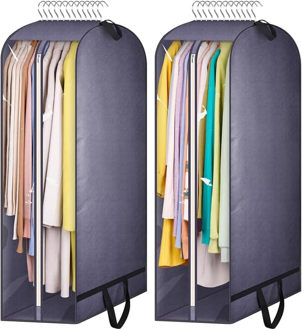 43\" kostymväskor med handtag, för rockar, jackor, tröjor (2-pack, grå)