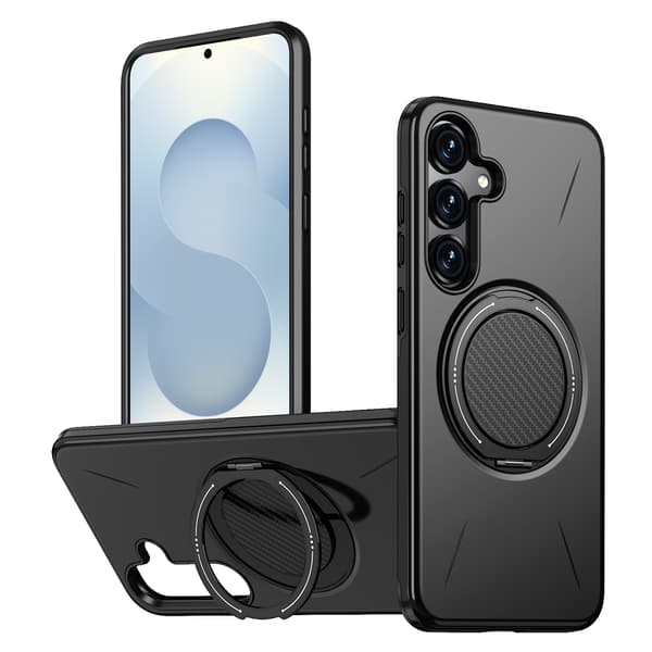 Etui til Samsung Galaxy S24, roterende støtteben TPU + PC (sort)