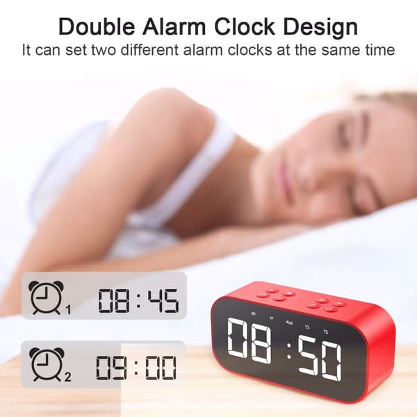 Bluetooth-kaiutin Bt501, herätyskellolla 5.0 stereokaiutin digitaalinen (sininen)