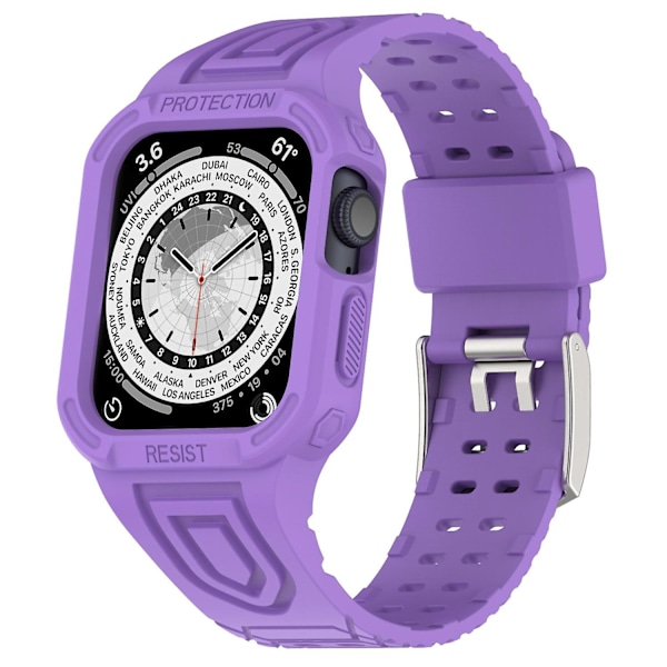 TPE-klockarmband för Apple Watch Ultra 49 mm integrerat klockarmband med fodral Purple, Purple I Apple Watch Ultra 49mm