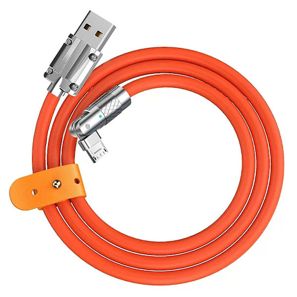 120cm USB C-kabel Roterande armbåge zinklegering till typ C snabbladdarkabel för Samsung för Huawei snabbladdare 120w 6a USB sladd Orange For iPhone