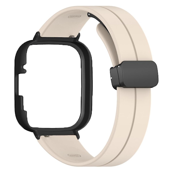 Svart magnetiskt spänne silikon handledsrem för Xiaomi Redmi Watch 3 klockarmband med klockfodral Retro White