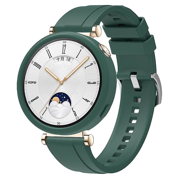 Til Huawei Watch GT 4 41mm Blød Silikone Urrem Rem Tilbehør Blackish Green