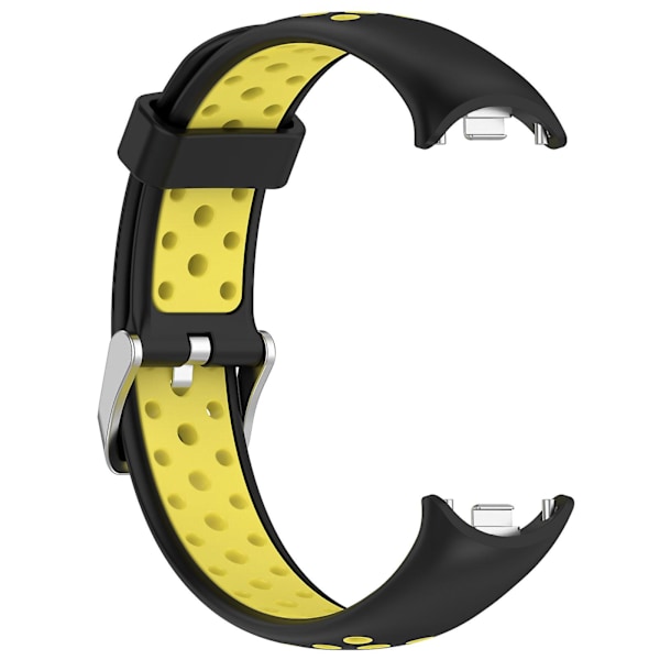 Dual-farvet silikoneurrem til Xiaomi Smart Band 8, med rustfrit stål-stik Black Yellow