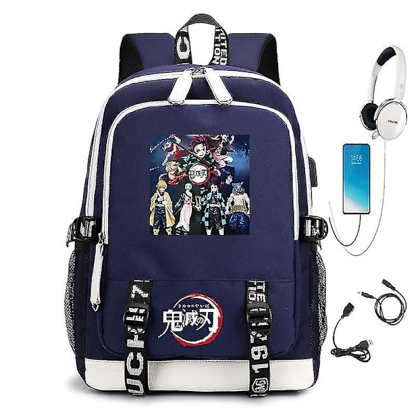 Demon Slayer USB-gränssnitt Student Ryggsäck Datorväska Style 5