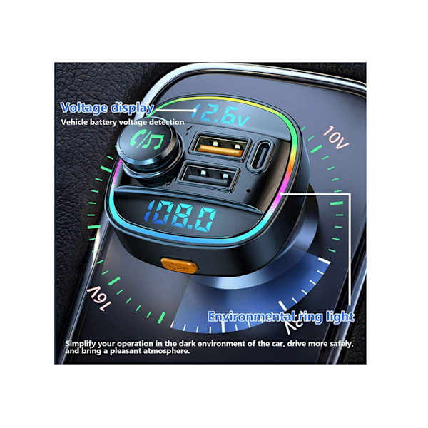 Bluetooth Transmitter til Bil Bluetooth 5.0 Fm Transmitter til Bil Pd3.0 Type C 18Wqc3.0 Hurtig Oplader Til