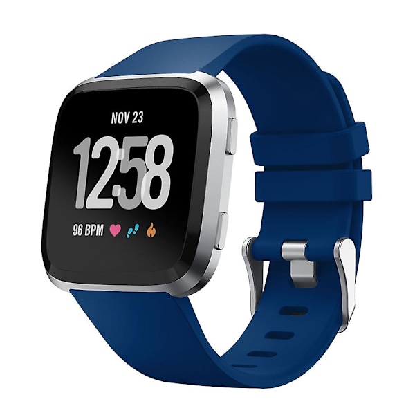 Justerbar silikon klokkearmbånd erstatning, lengde: 102 + 95mm for Fitbit Versa Dark blue D Fitbit Versa