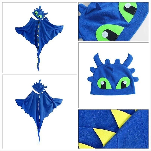 Kids Cloak Kit Dinosaur Cosplay Cape Hat Maskekostume Blue