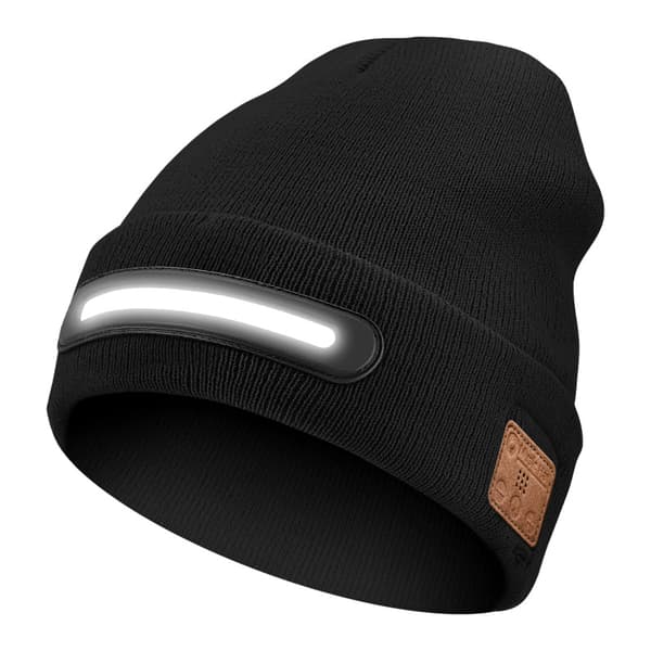 LED-mössa med Bluetooth - med högtalare, handsfree-samtal (svart)