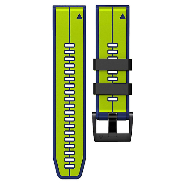 För Garmin Descent G1/Fenix 7/Fenix 6 Pro/Fenix 5 Plus Dual Color Silikon Armband Smart Watch Band 22mm Lime Blue