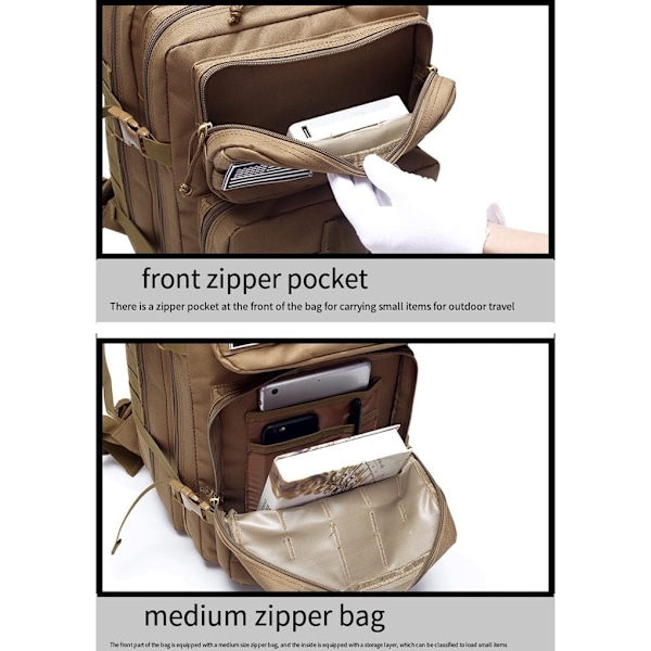 Taktisk utomhusryggsäck med 45 liters kapacitet och Molle-system (Svart kamouflage)