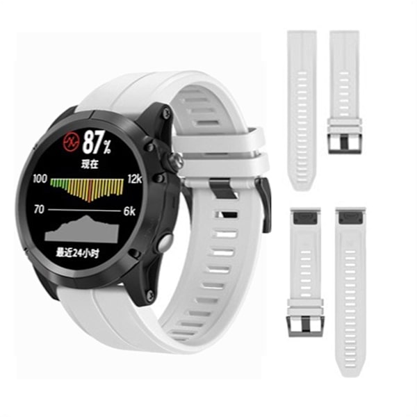 KLB-PWGJ-001 Til Garmin Fenix 7X / 7X Pro Ur Bånd 26mm Silikone Urrem White