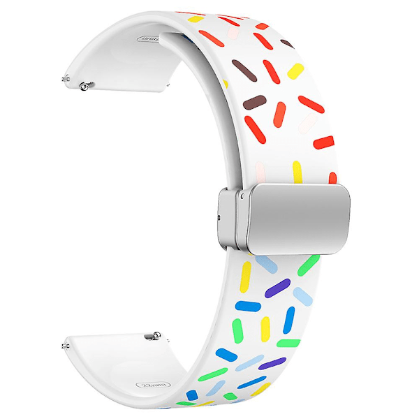 Kuosi silikonirannekkeet Samsung Galaxy Watch6 / Watch6 Classic / Watch 5 Pro / Watch4 Classic - 20 mm:n ranneke White Rainbow