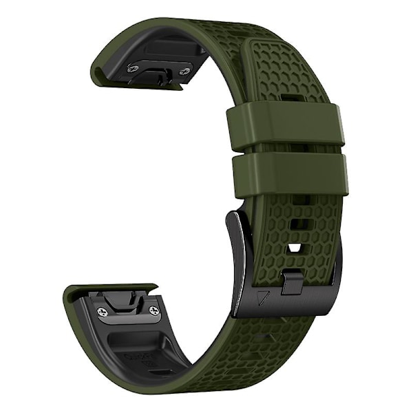 Dot Texture Silikonband för Garmin Tactix 7 Pro / Fenix 7x / 6x Pro / 5x Plus, 26mm Tvåfärgat Klockarmband Army Green Black