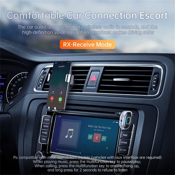 Receptor Bluetooth Bil Aux Trådløs Audio Transmitter Adapter (Sort)