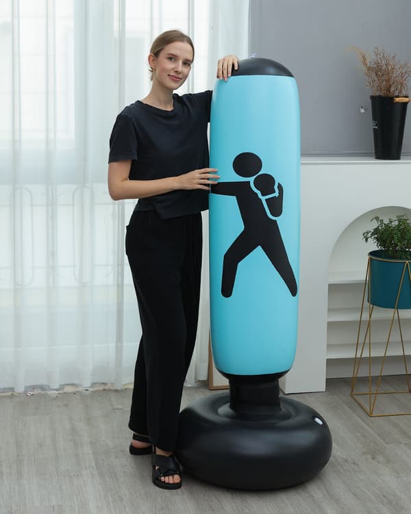160 cm oppblåsbar boksesekk (blå) Blue