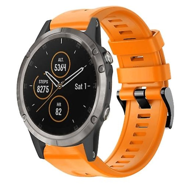 Til Garmin Fenix ​​5 metalspænde ensfarvet silikoneurrem BCC Orange