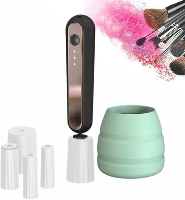 Elektrisk makeupbørsterenser, USB automatisk hurtigspindende makeupbørsterens (sort)